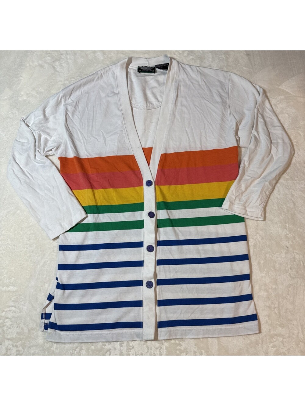 La Chine Knitwear by Galinda Wang Striped Cardigan Size LG